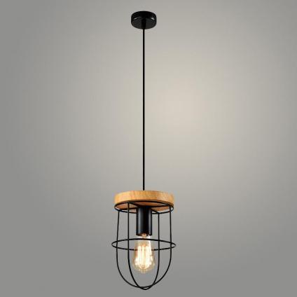 Подвес 23530/1HQ BK+WOOD черный/дерево 1х40W E27 h1000, 24